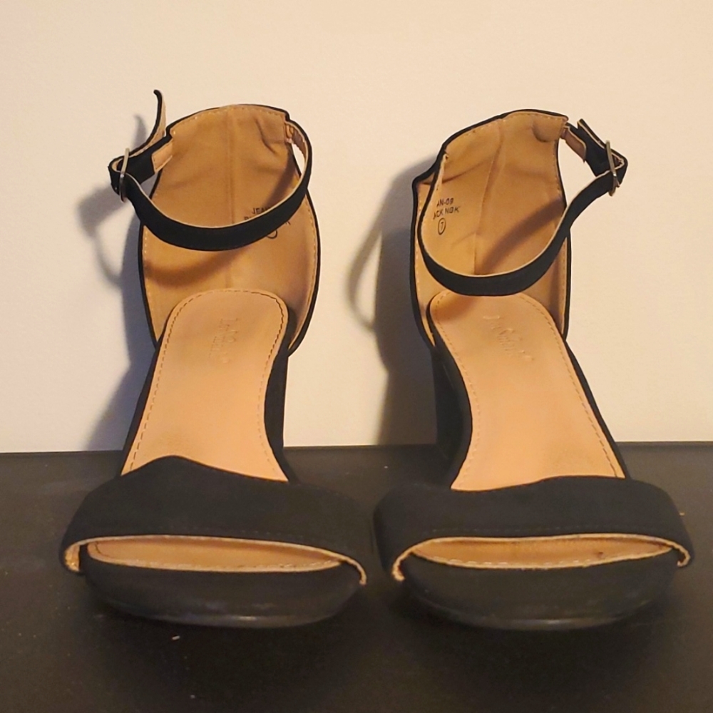 Love Mark Chunky Strappy Black Heels